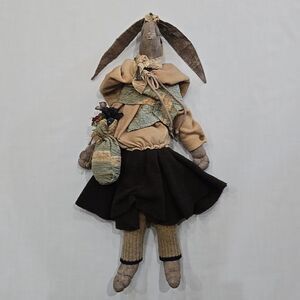 Primitive Rustic Rabbit Bunny Doll Handmade Hand Crafted Handcrafted Easter